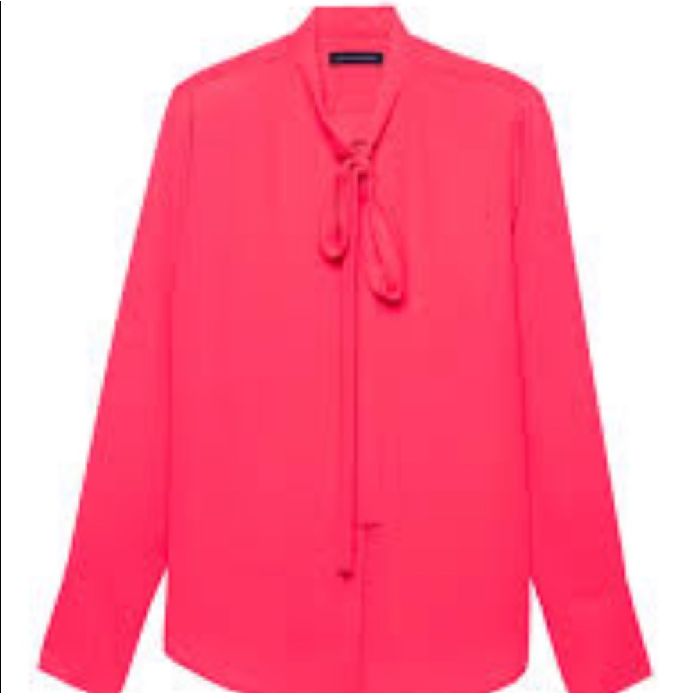🆕Banana Republic Dillon Tie-Neck Hot Pink Blouse